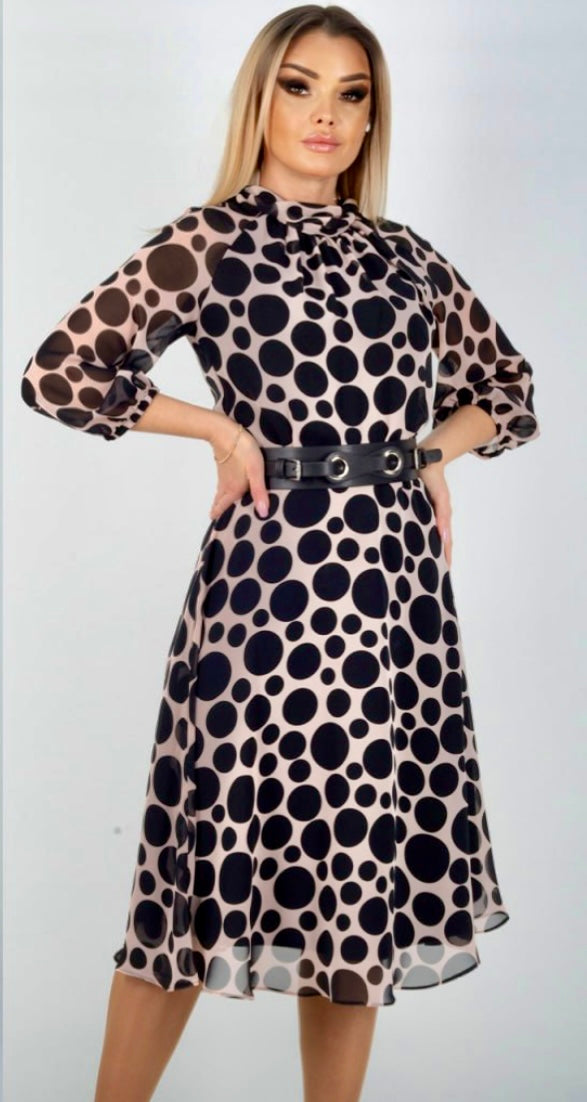 Elegante  Jurk met Polka Dot Print