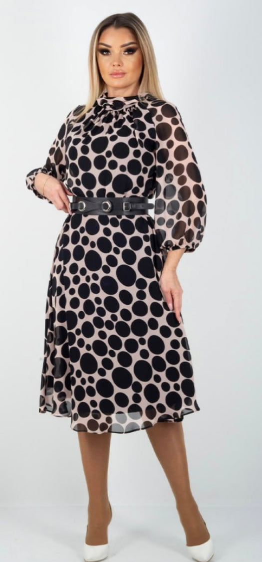 Elegante  Jurk met Polka Dot Print